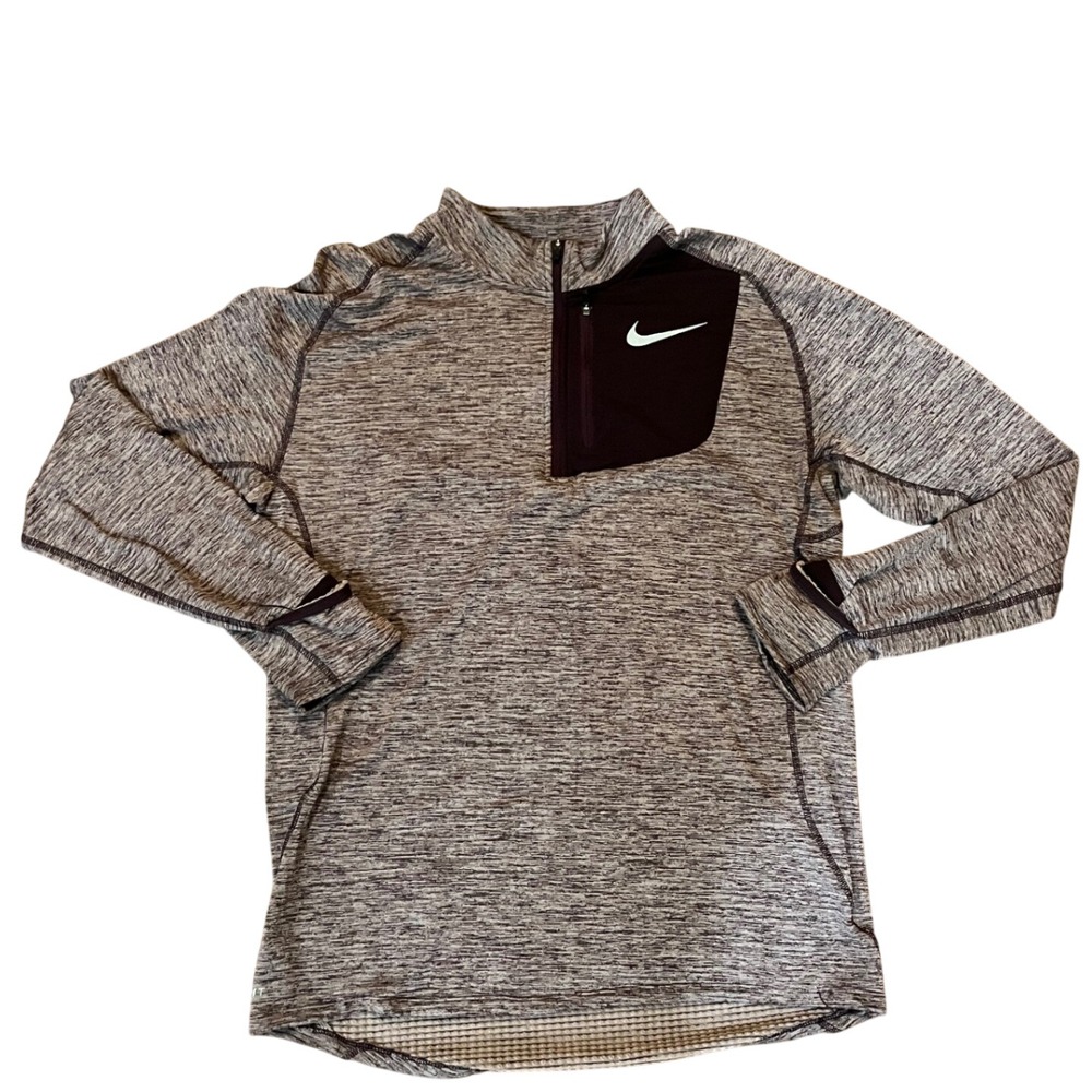 Nike Dri-FIT Element Half Zip Pullover Mens Maroon Space Dye Running Top L